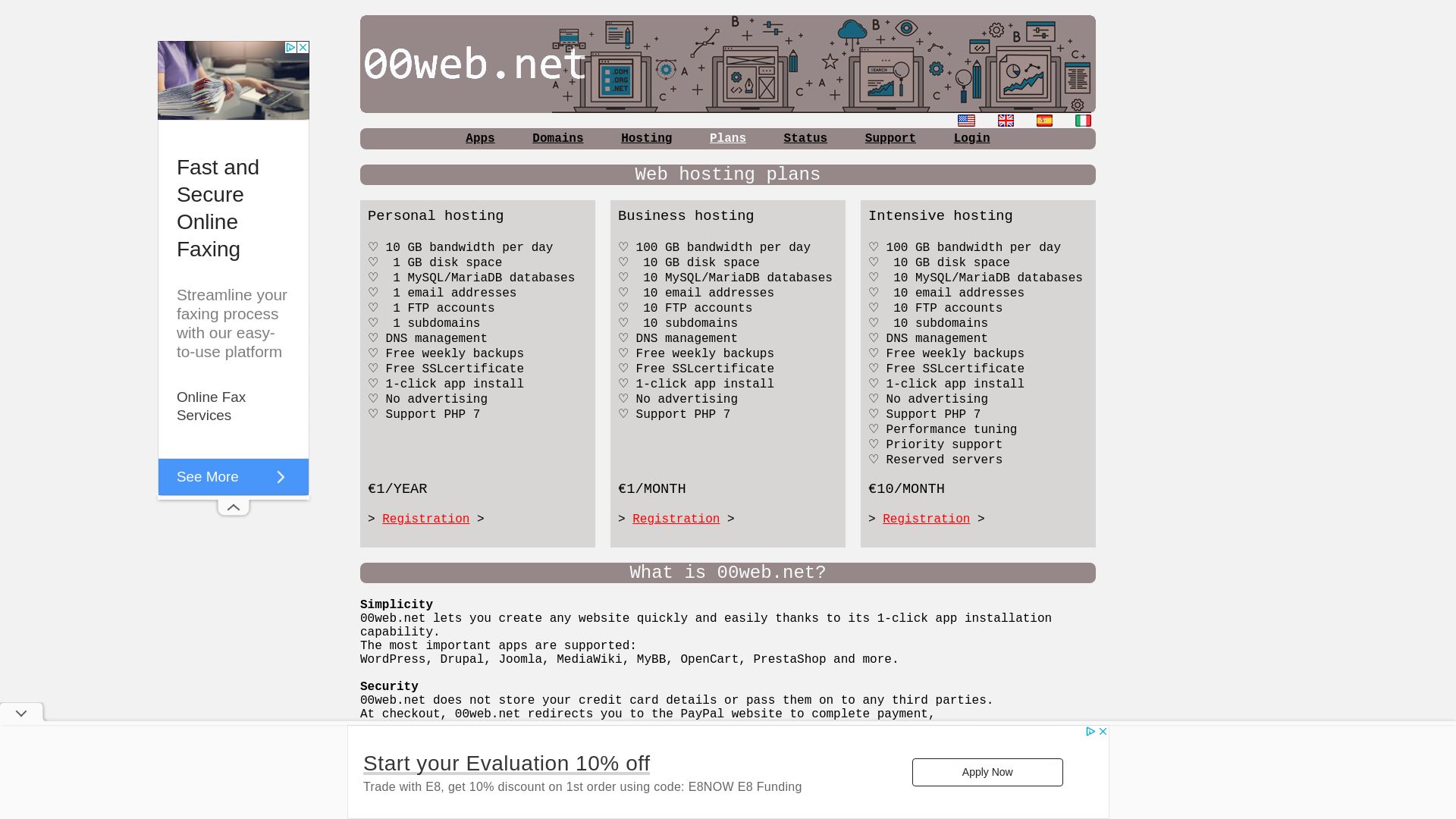 Status do site 00web.net está   ONLINE