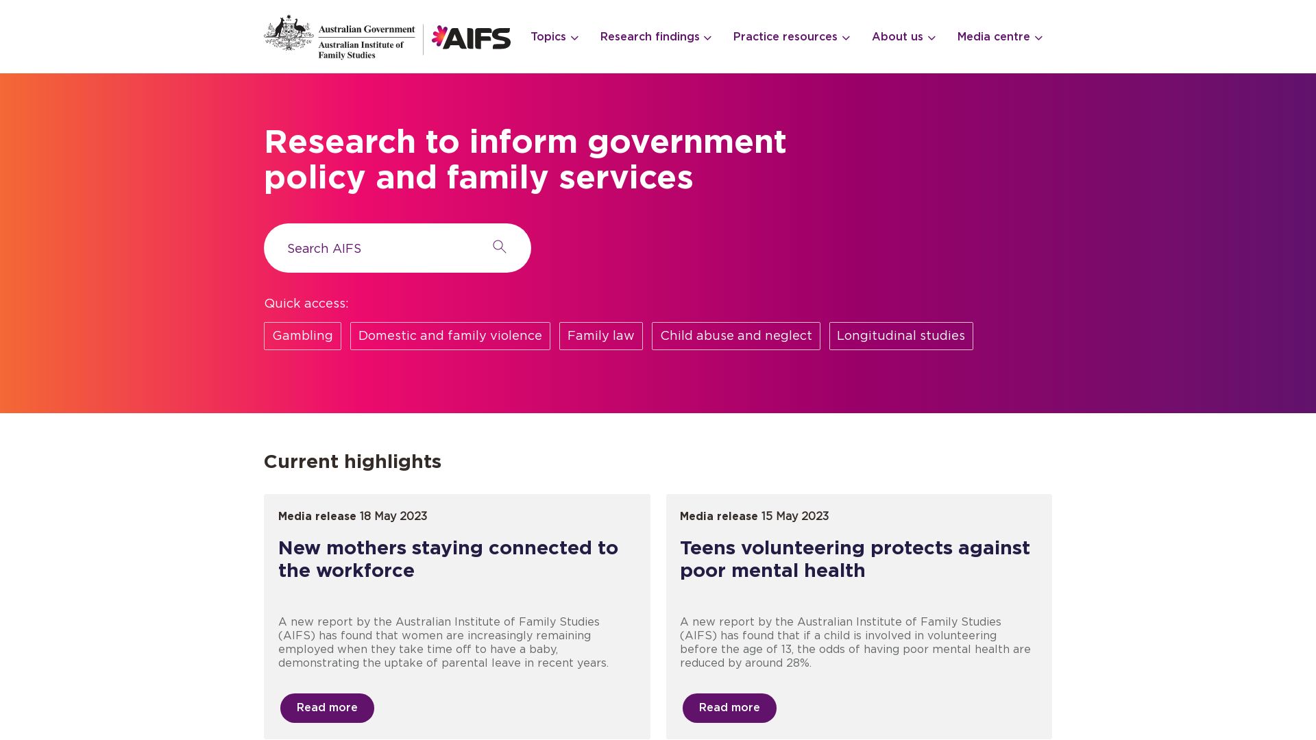 Status do site aifs.gov.au está   ONLINE