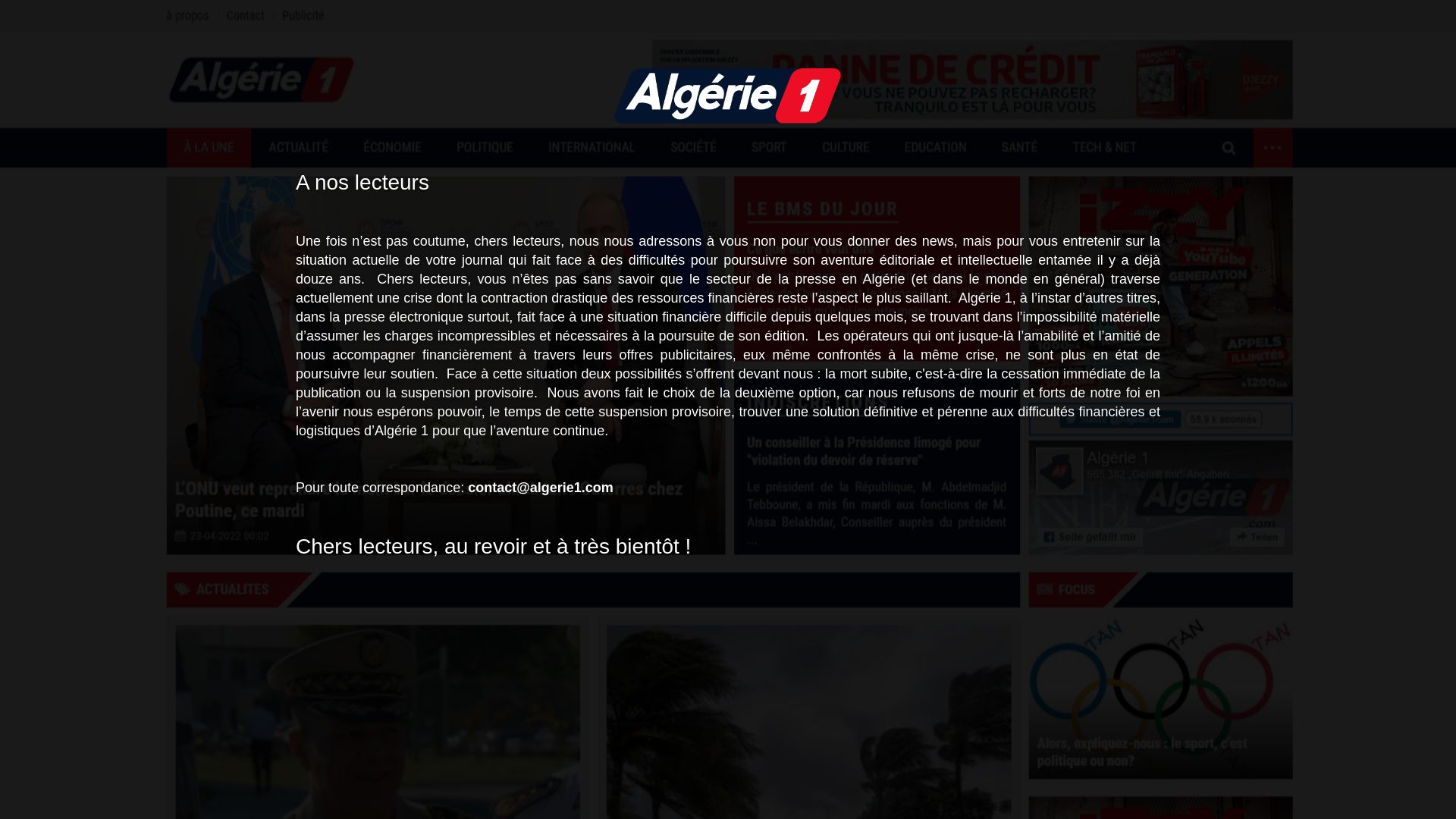 Status do site algerie1.com está   ONLINE
