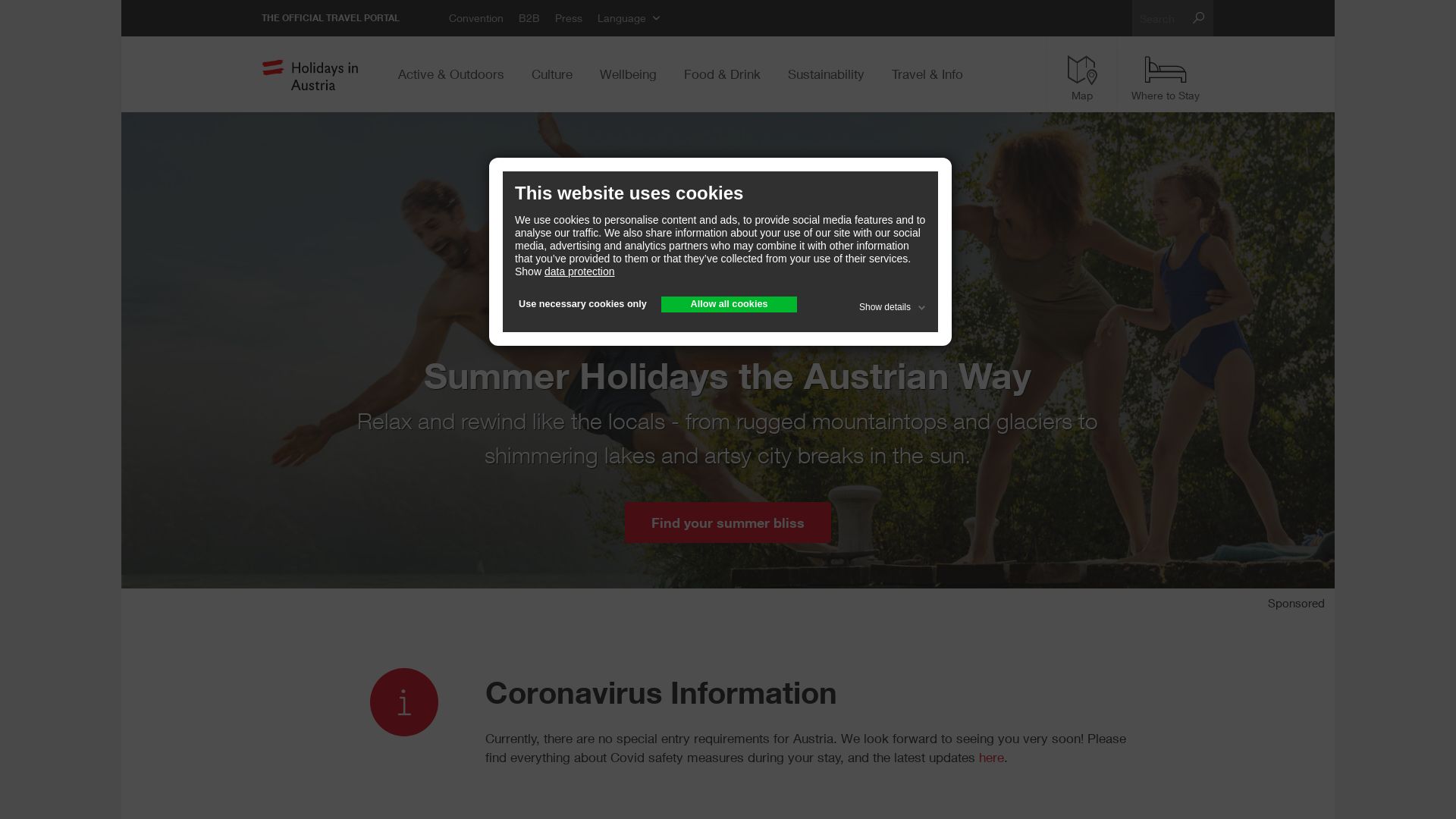 Status do site austria.info está   ONLINE