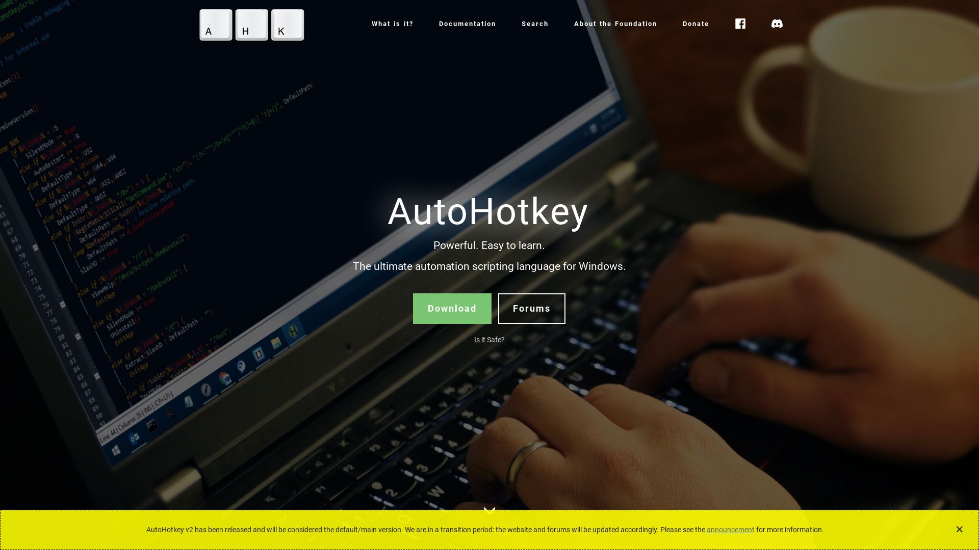 Status do site autohotkey.com está   ONLINE