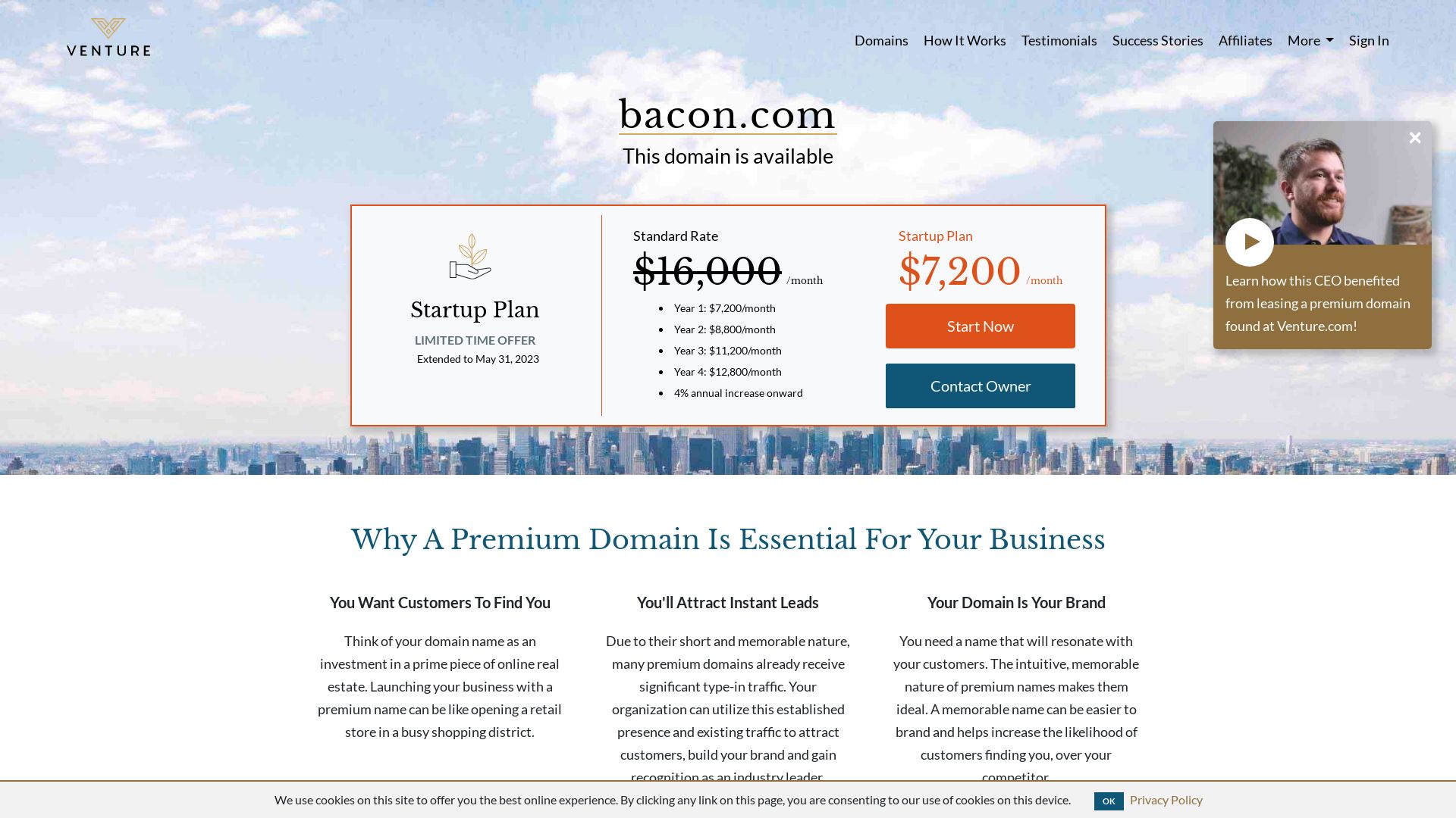 Status do site bacon.com está   ONLINE