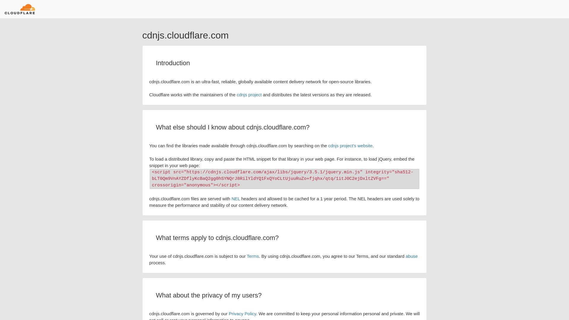 Status do site cdnjs.cloudflare.com está   ONLINE