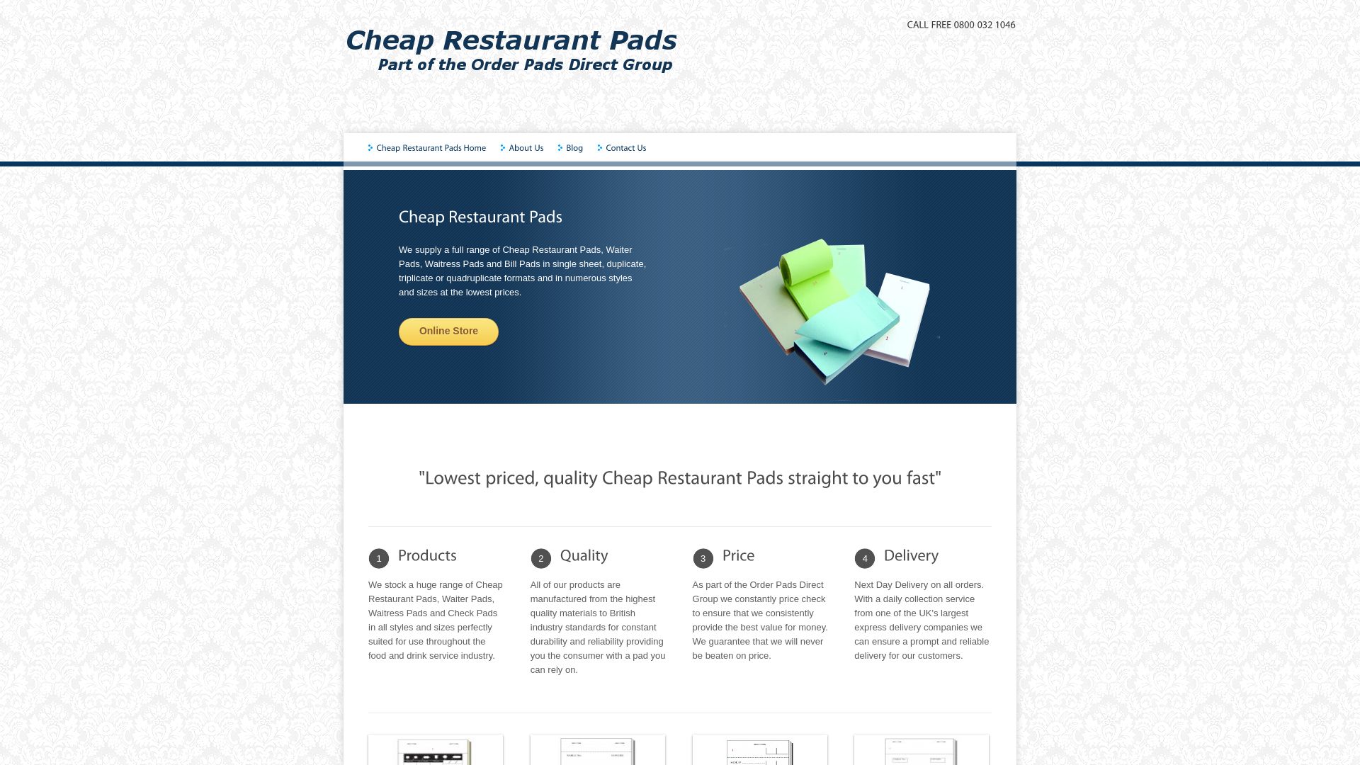 Status do site cheaprestaurantpads.com está   ONLINE