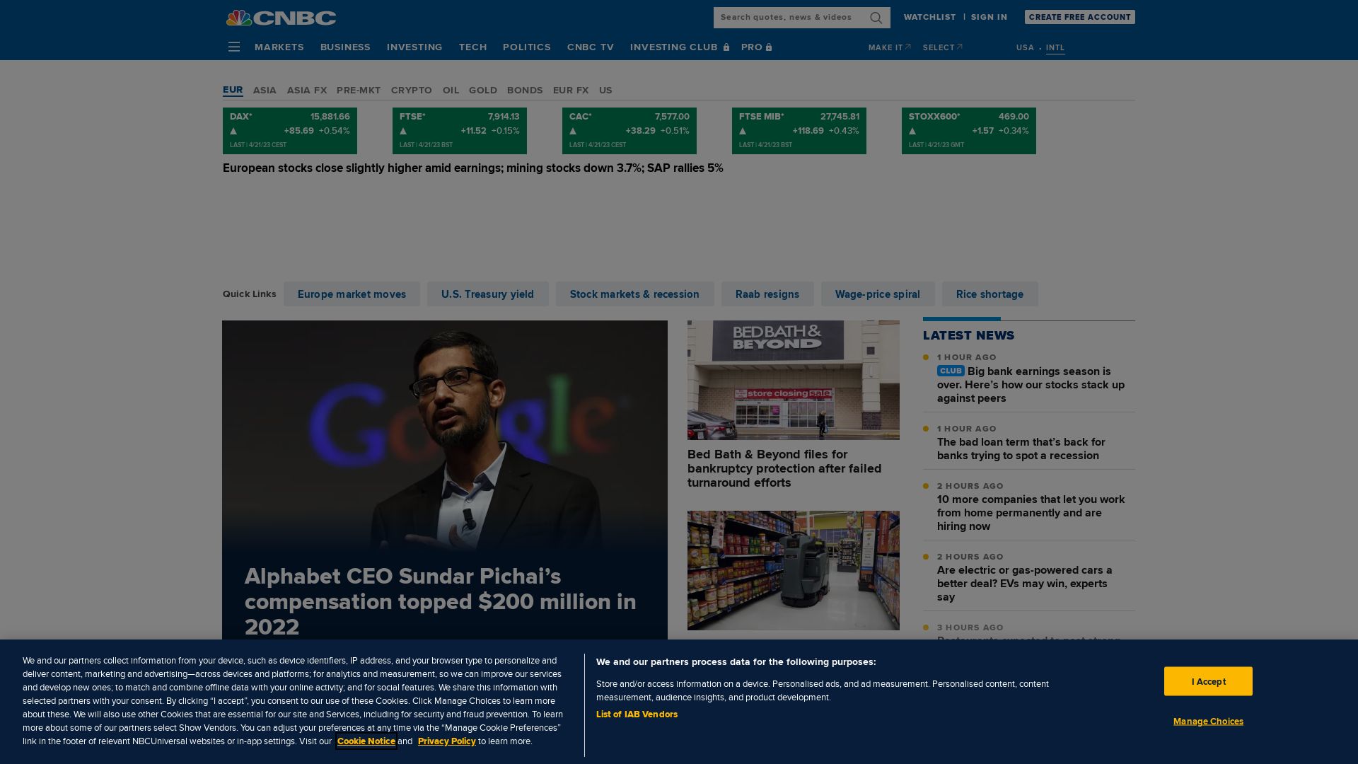 Status do site cnbc.com está   ONLINE