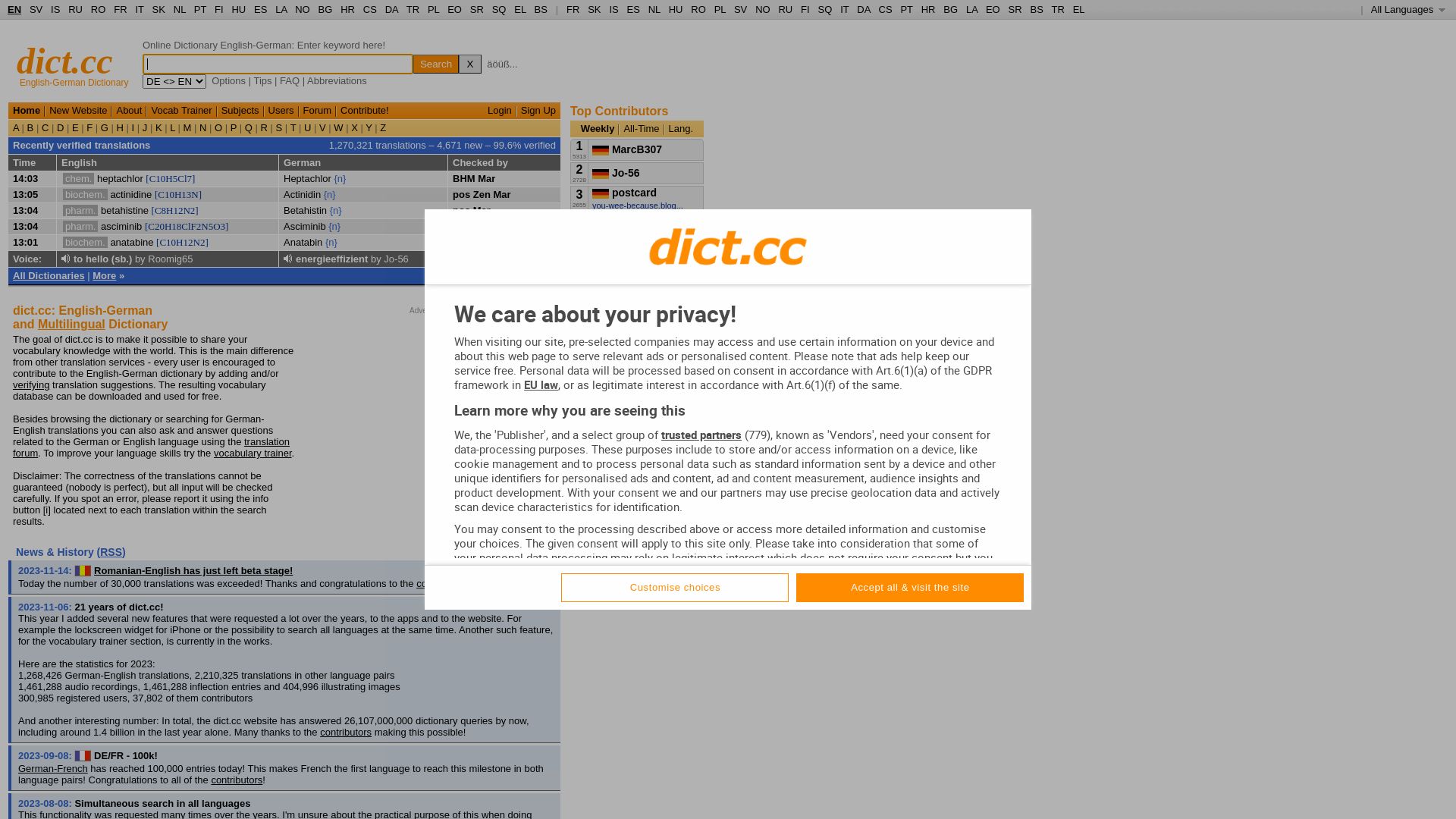 Status do site dict.cc está   ONLINE