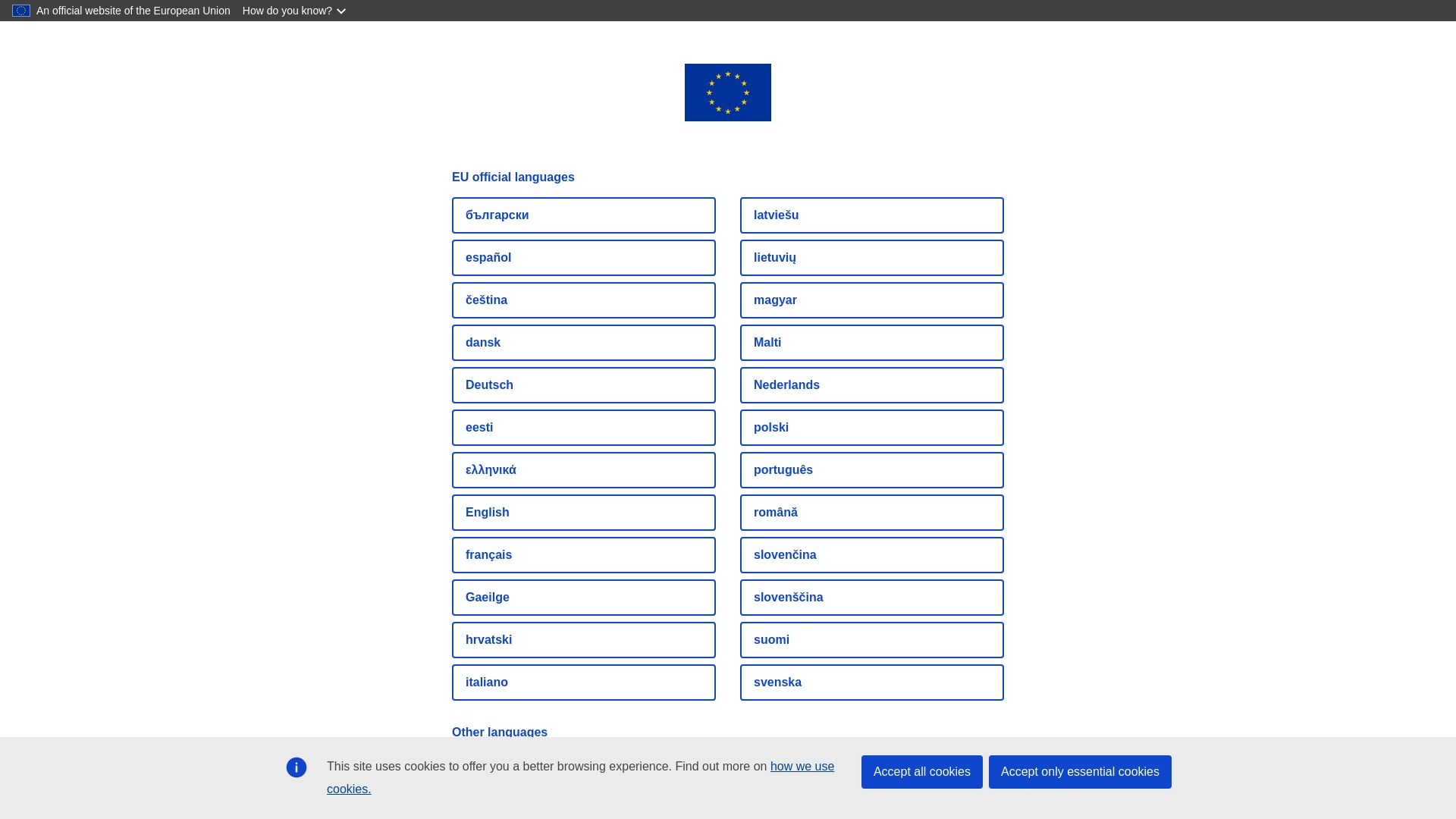 Status do site europa.eu está   ONLINE