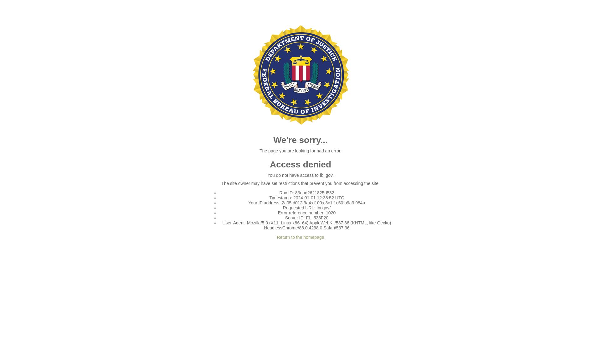 Status do site fbi.gov está   ONLINE