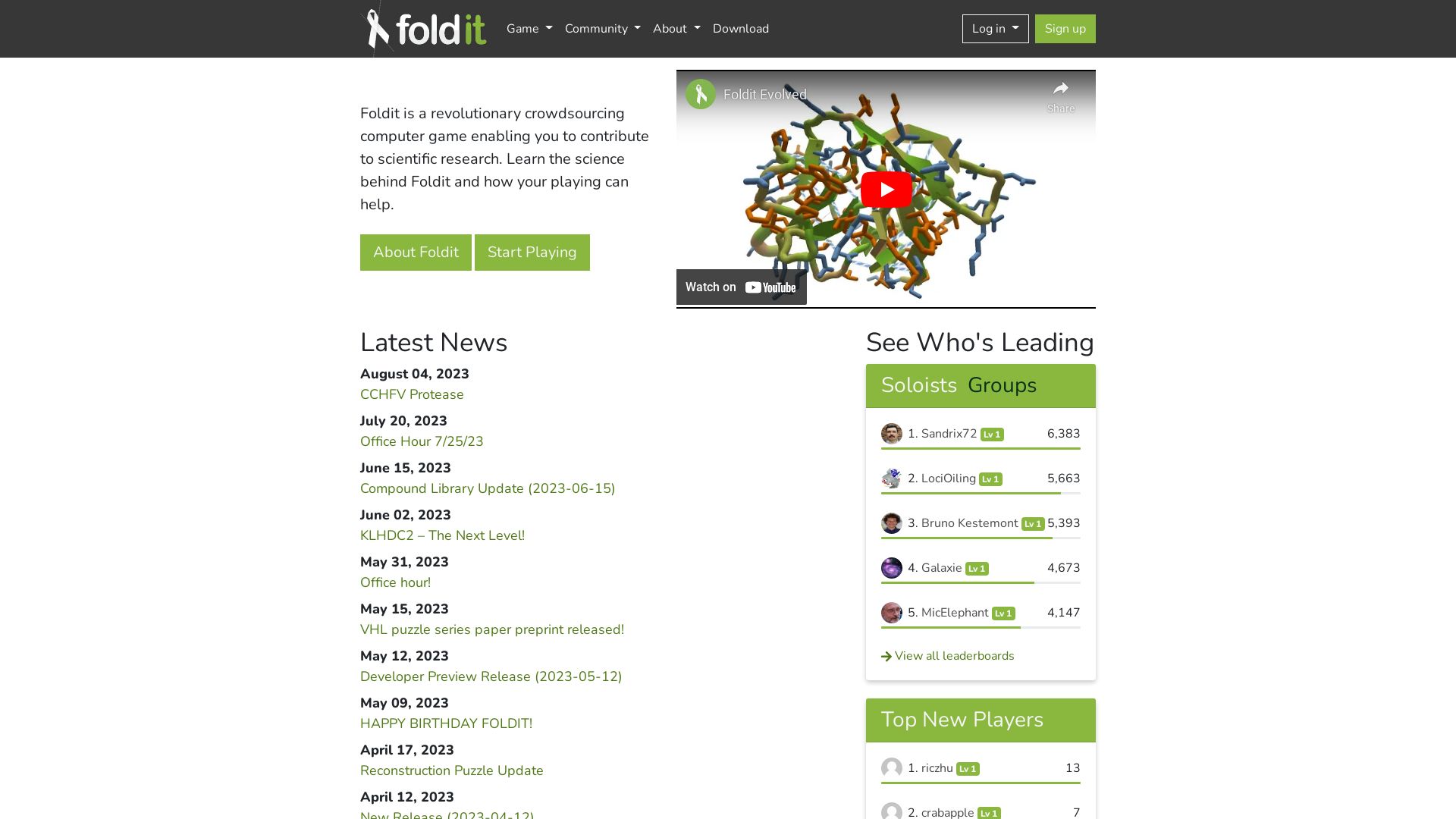 Status do site fold.it está   ONLINE