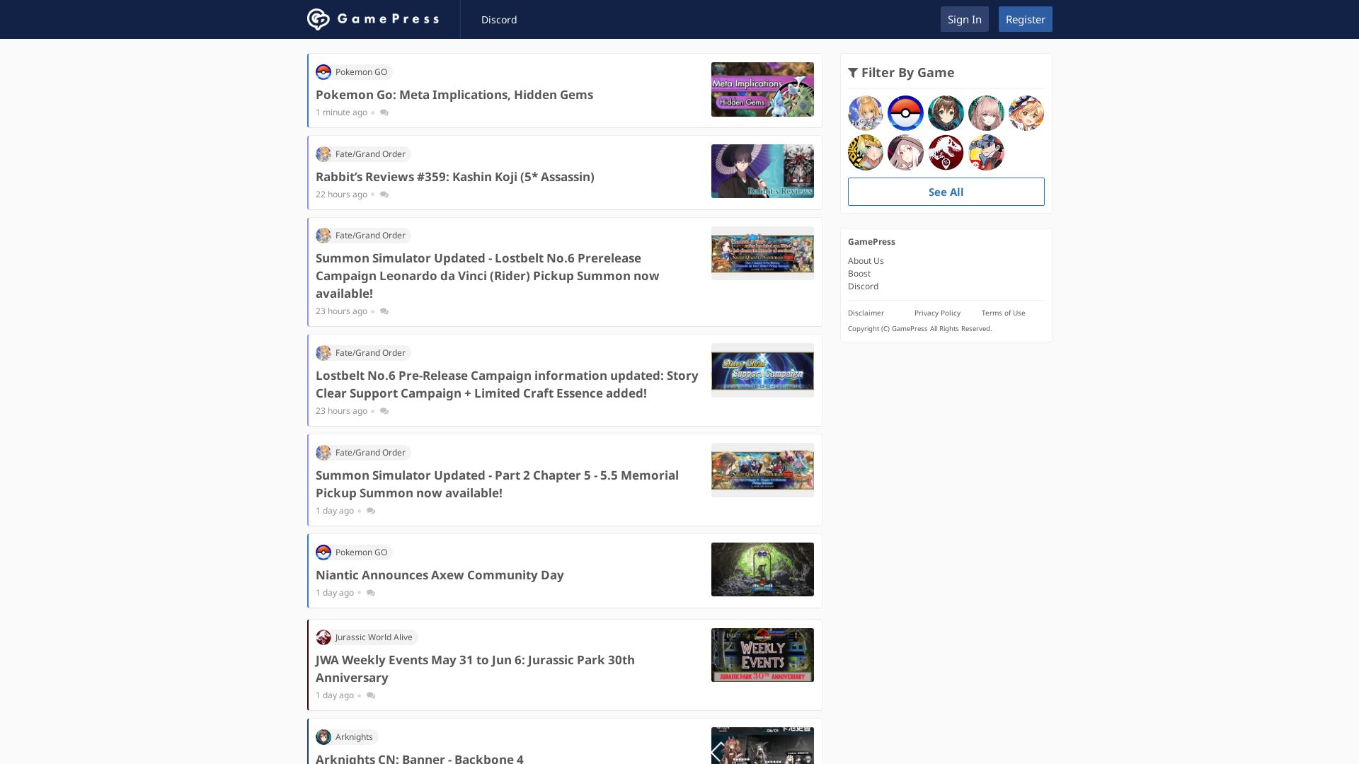 Status do site gamepress.gg está   ONLINE