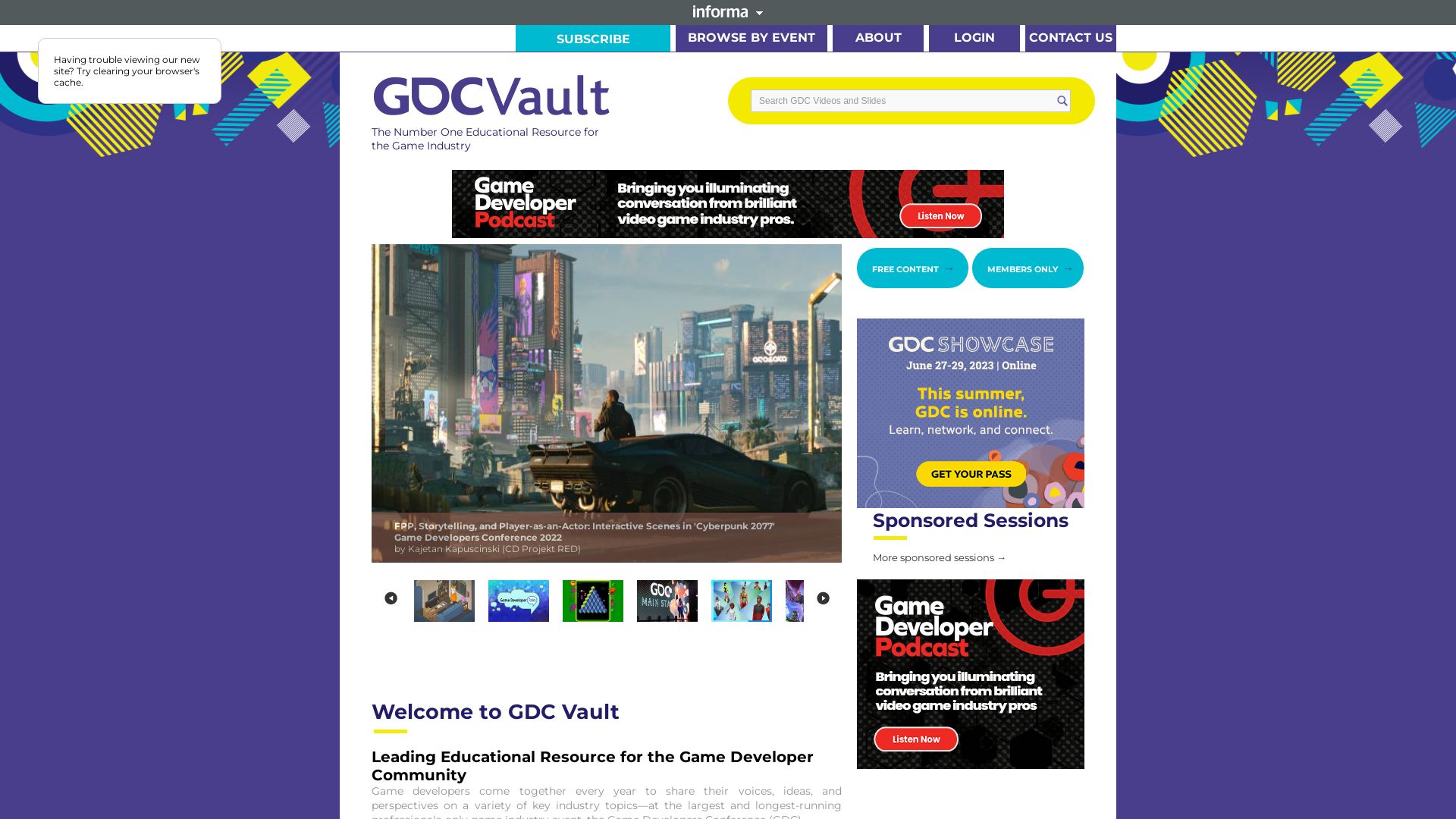 Status do site gdcvault.com está   ONLINE