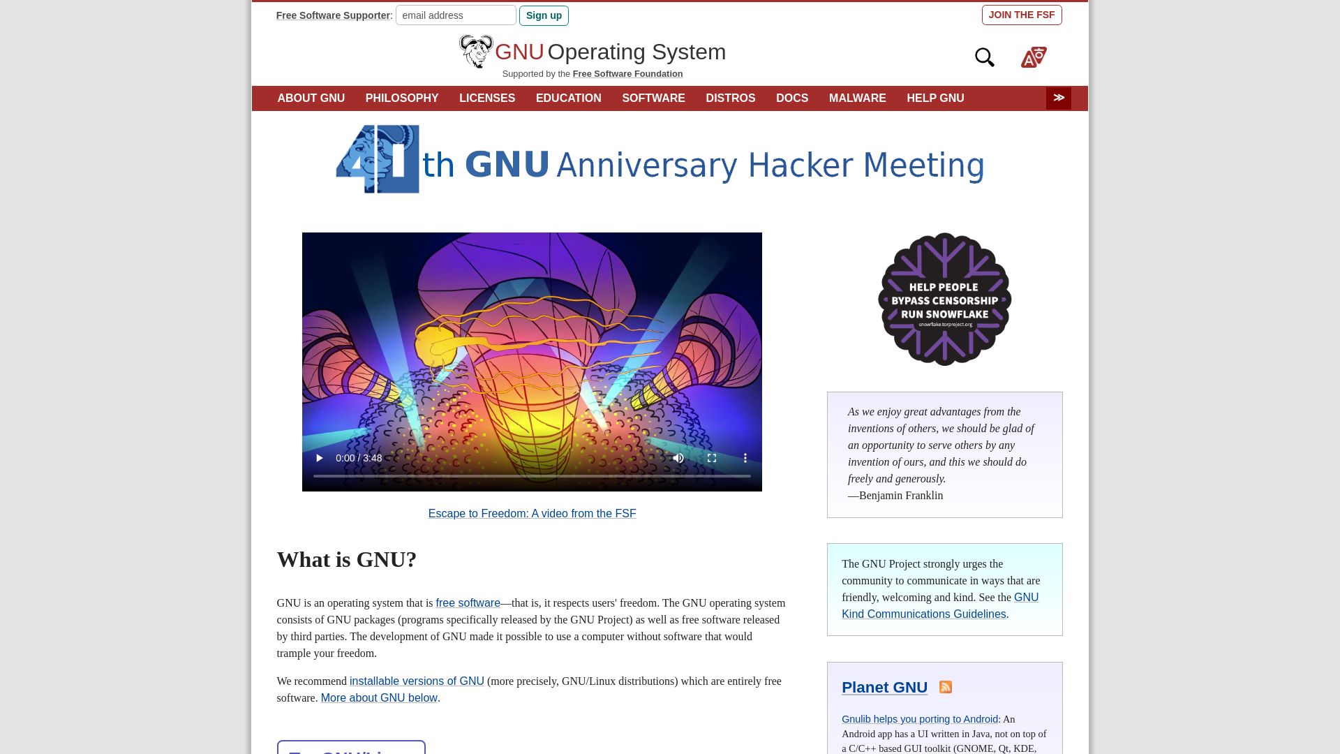 Status do site gnu.org está   ONLINE