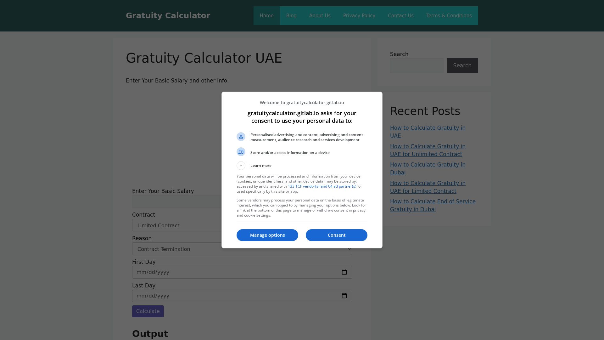 Status do site gratuitycalculatordubai.ae está   ONLINE