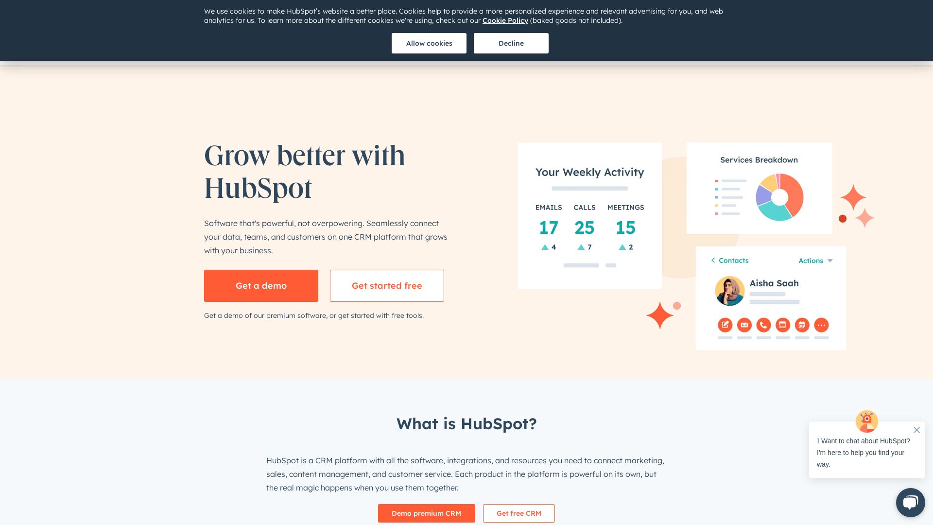 Status do site hubspot.com está   ONLINE
