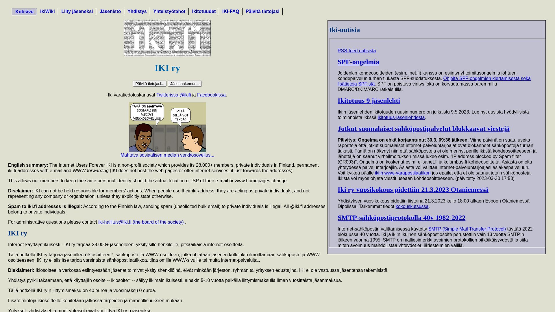 Status do site iki.fi está   ONLINE