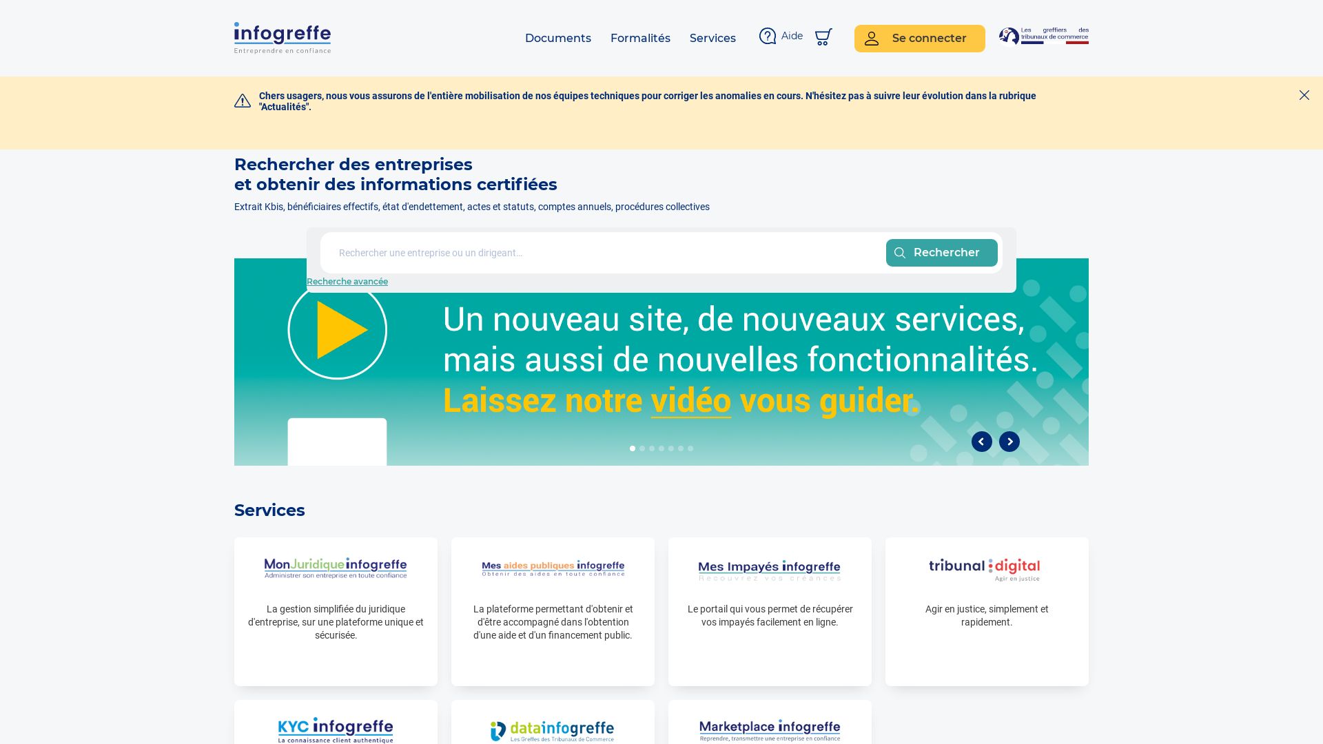Status do site infogreffe.fr está   ONLINE