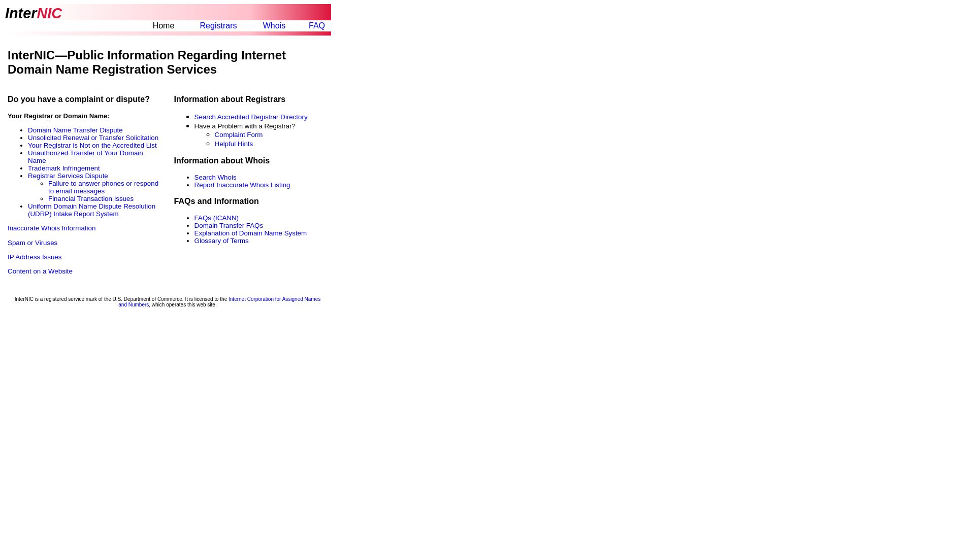 Status do site internic.net está   ONLINE