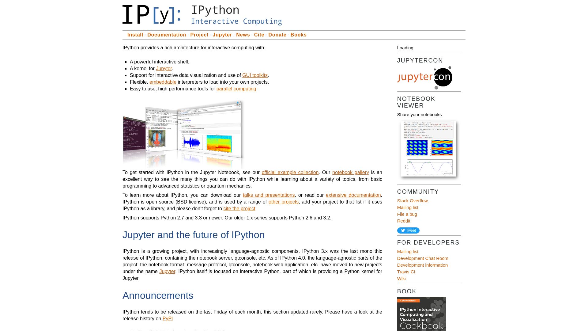 Status do site ipython.org está   ONLINE