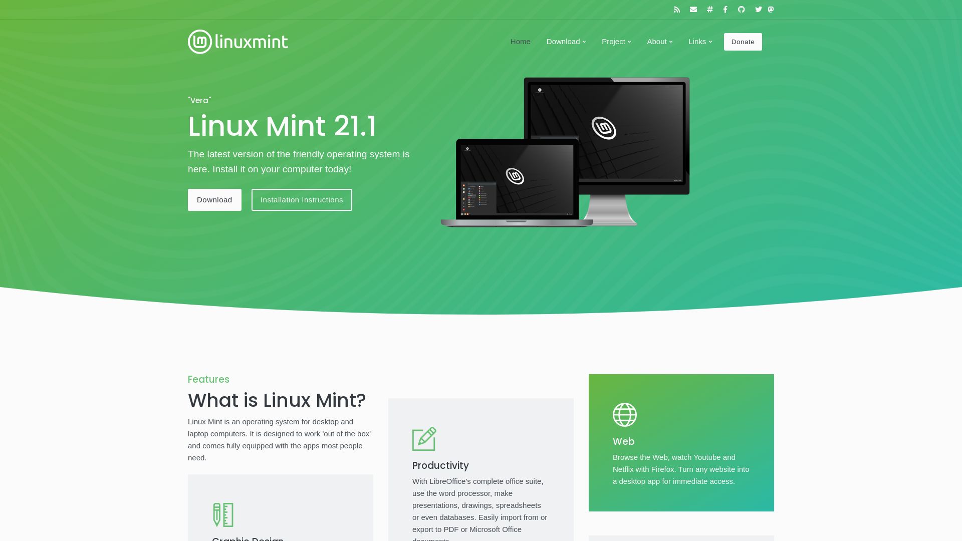 Status do site linuxmint.com está   ONLINE