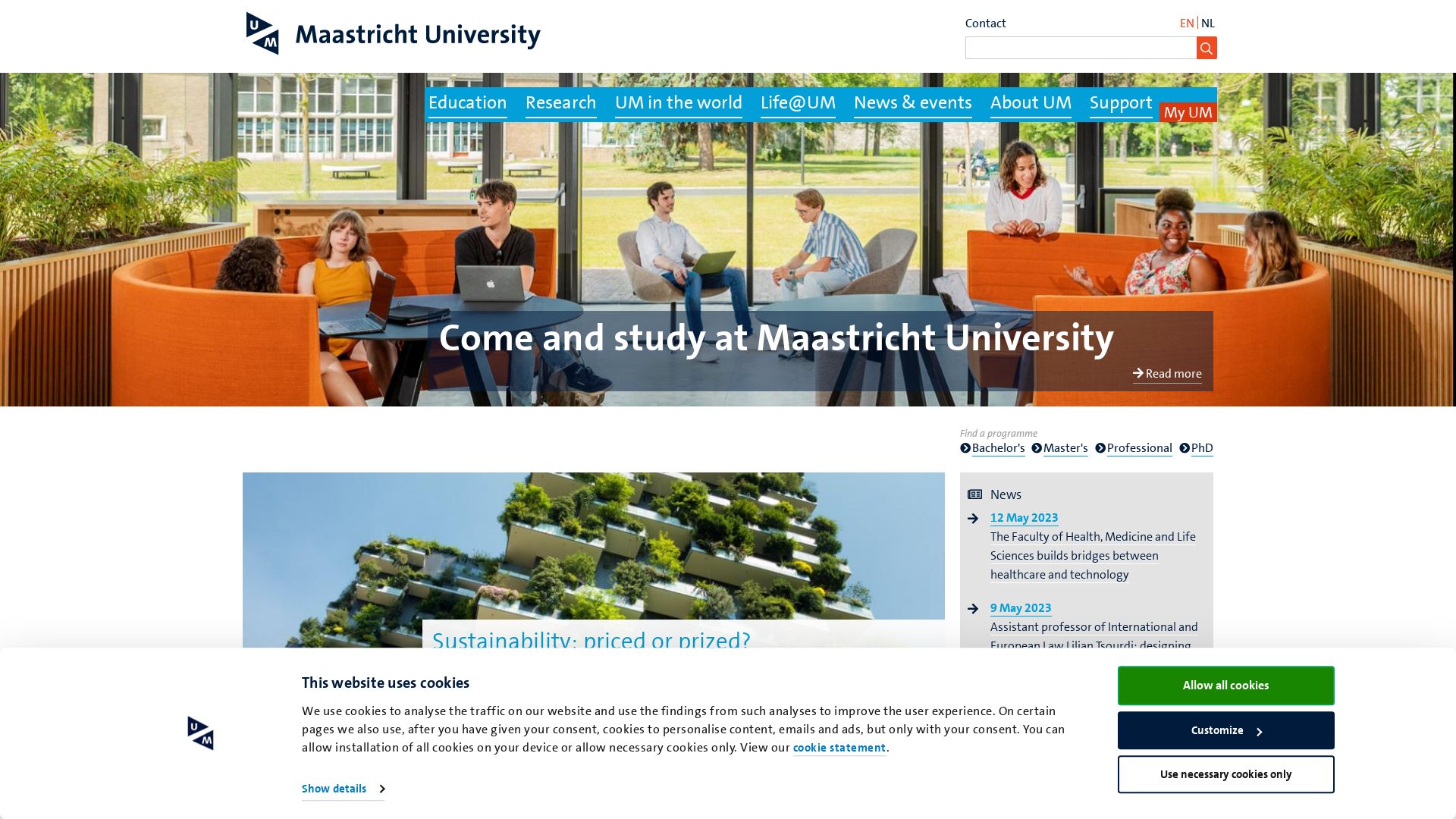 Status do site maastrichtuniversity.nl está   ONLINE
