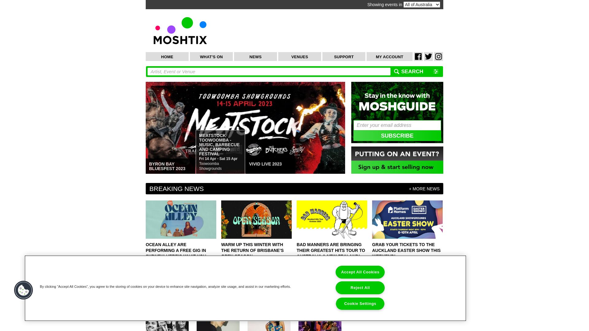 Status do site moshtix.com.au está   ONLINE