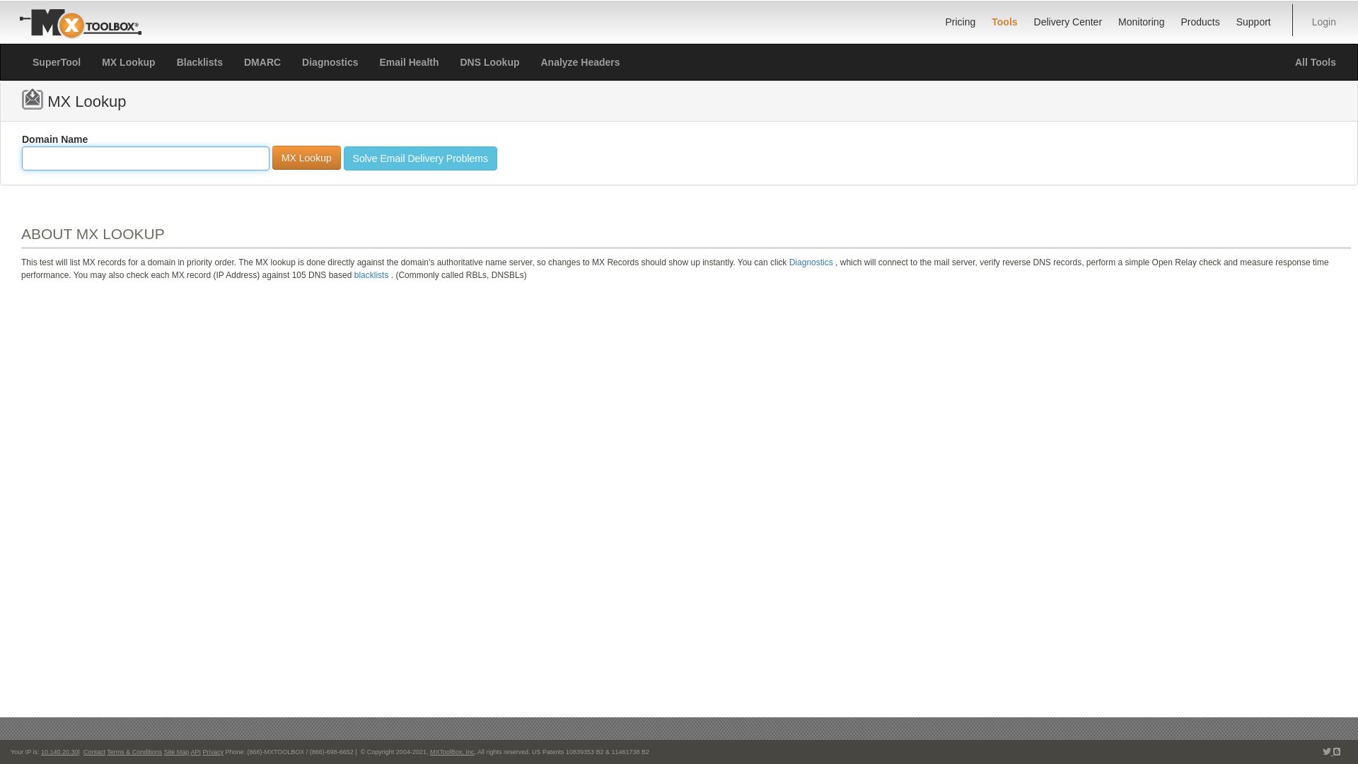 Status do site mxtoolbox.com está   ONLINE