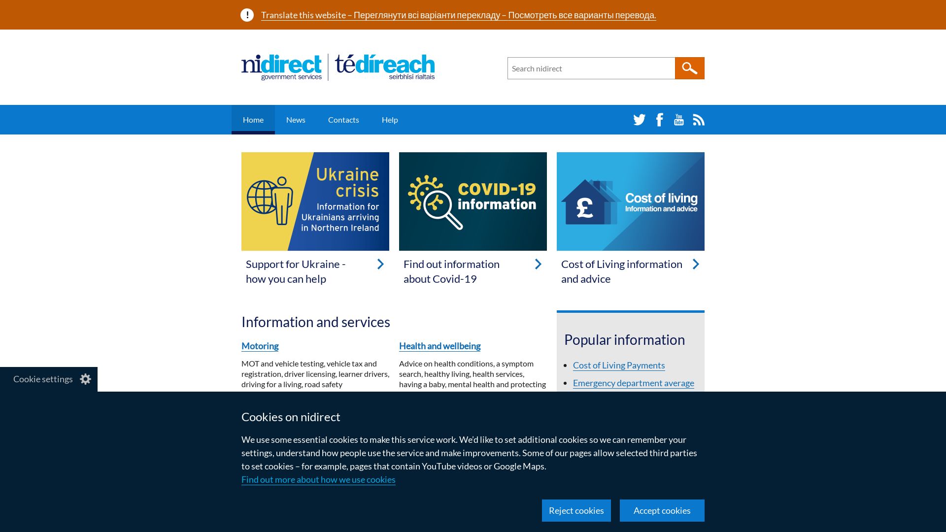 Status do site nidirect.gov.uk está   ONLINE