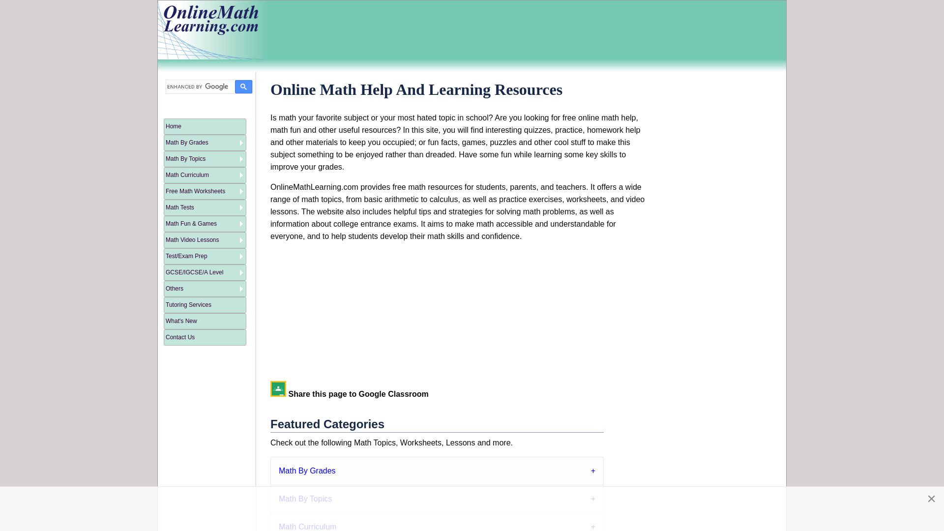 Status do site onlinemathlearning.com está   ONLINE