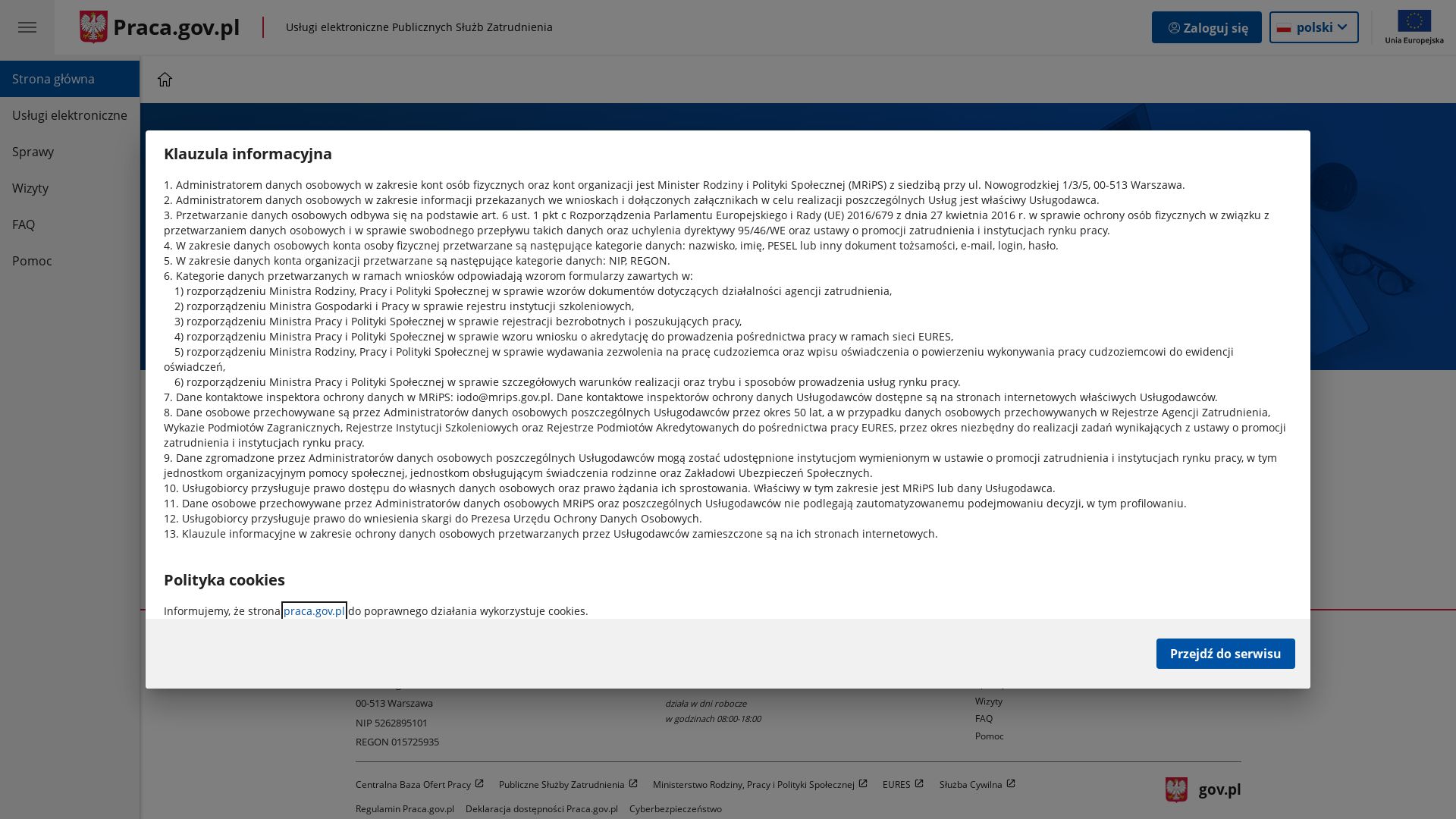 Status do site praca.gov.pl está   ONLINE