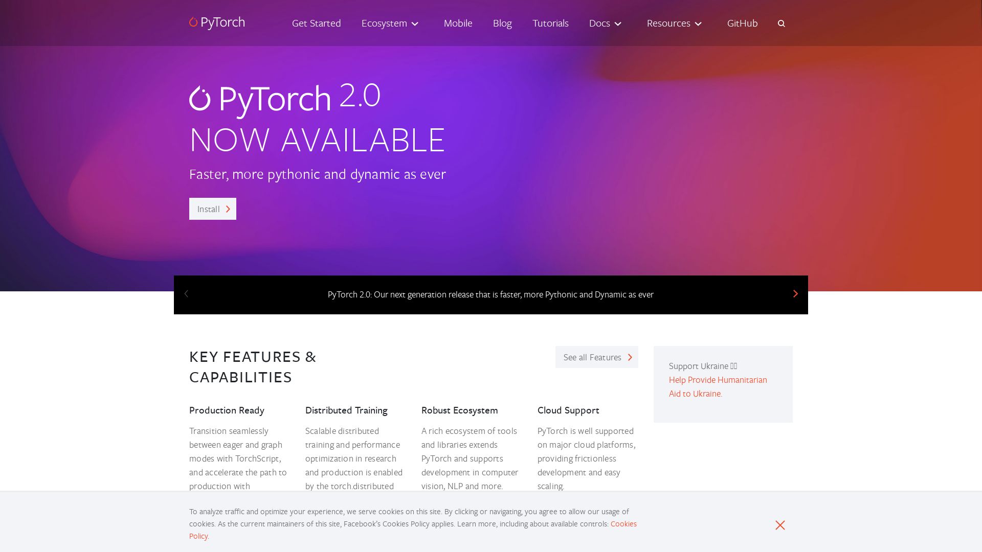 Status do site pytorch.org está   ONLINE