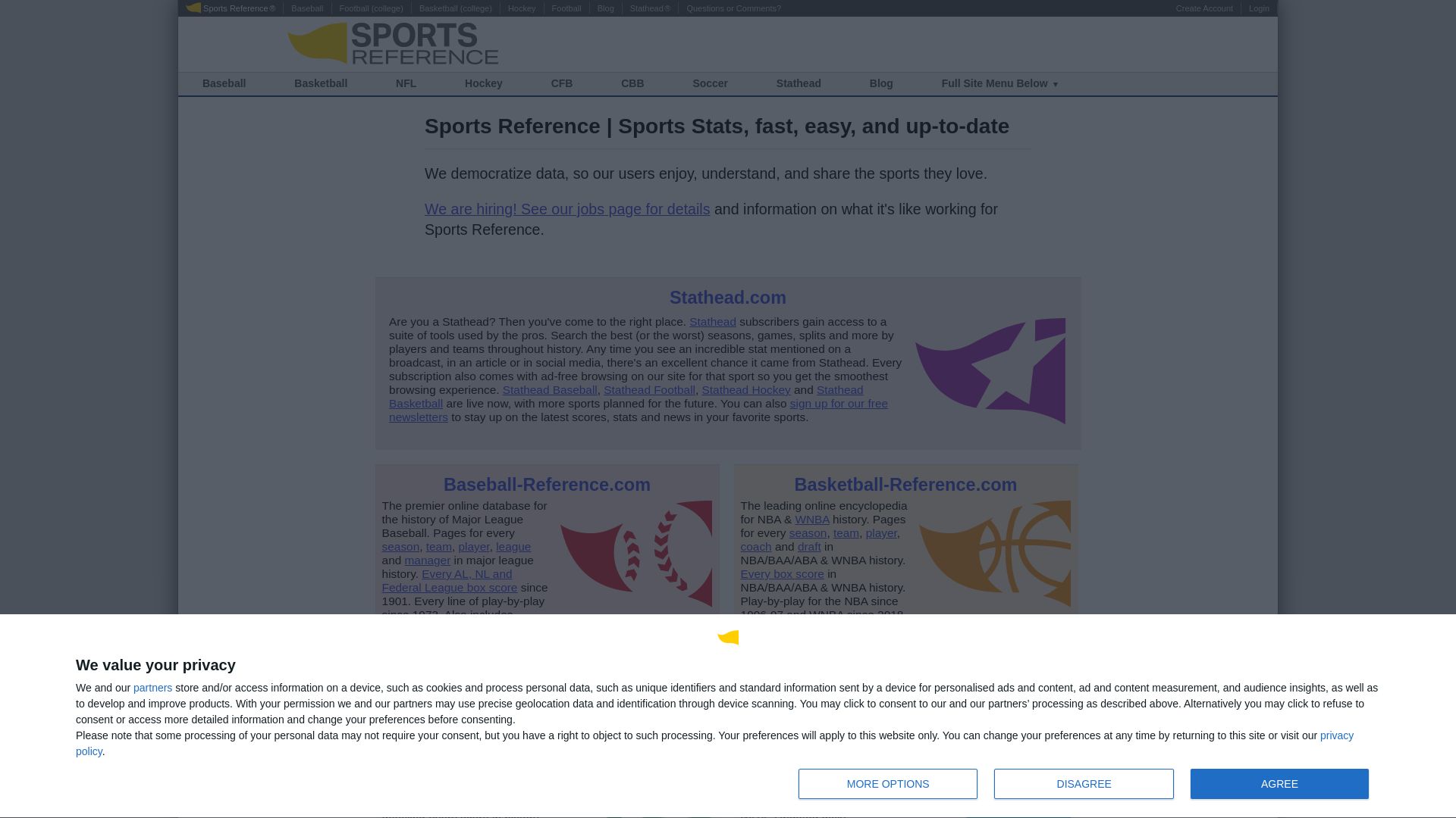 Status do site sports-reference.com está   ONLINE