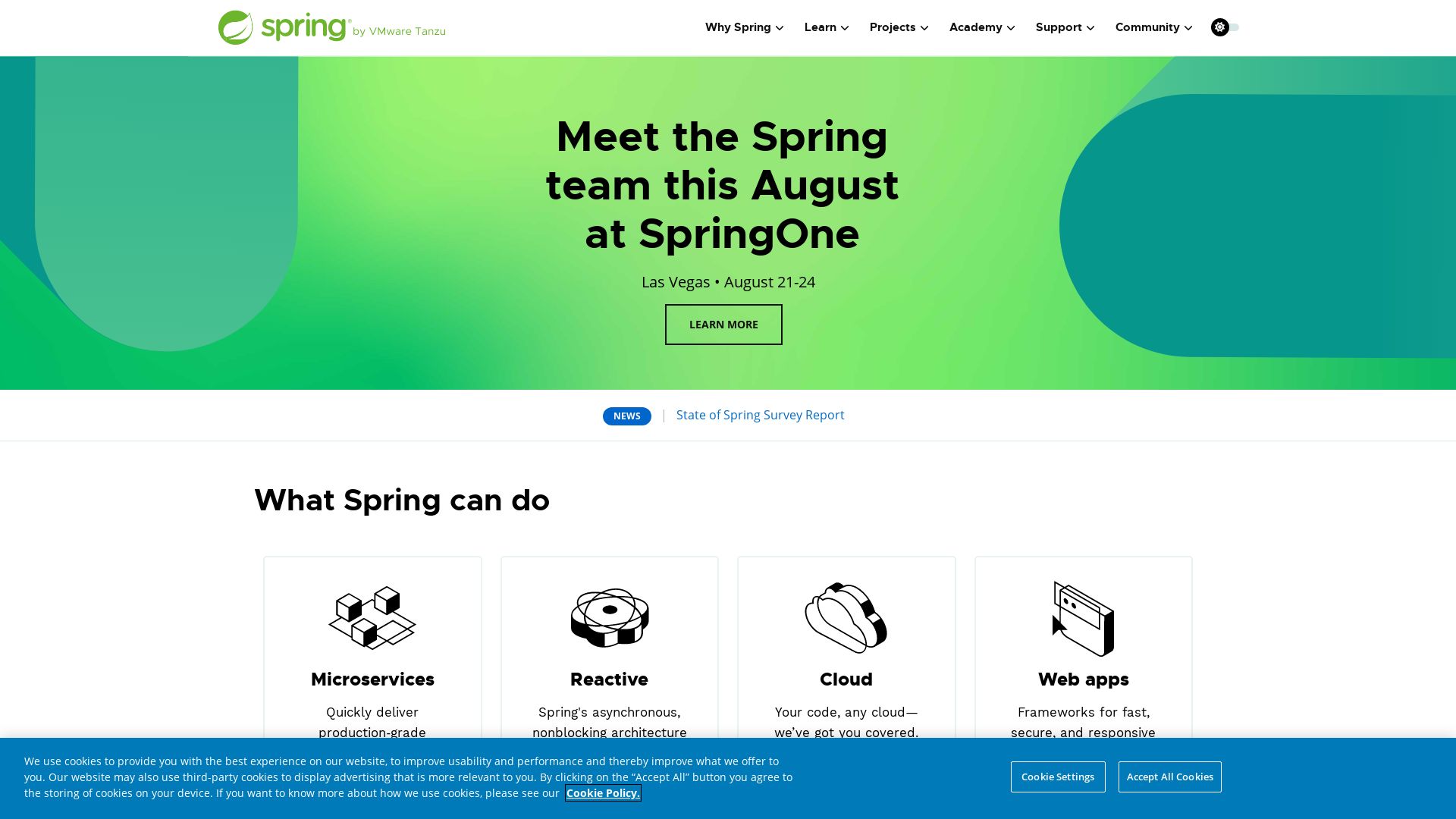 Status do site spring.io está   ONLINE