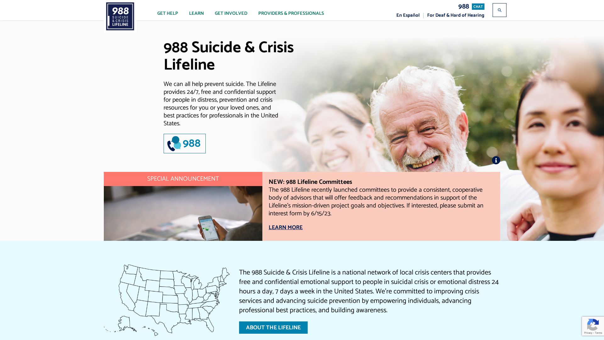Status do site suicidepreventionlifeline.org está   ONLINE