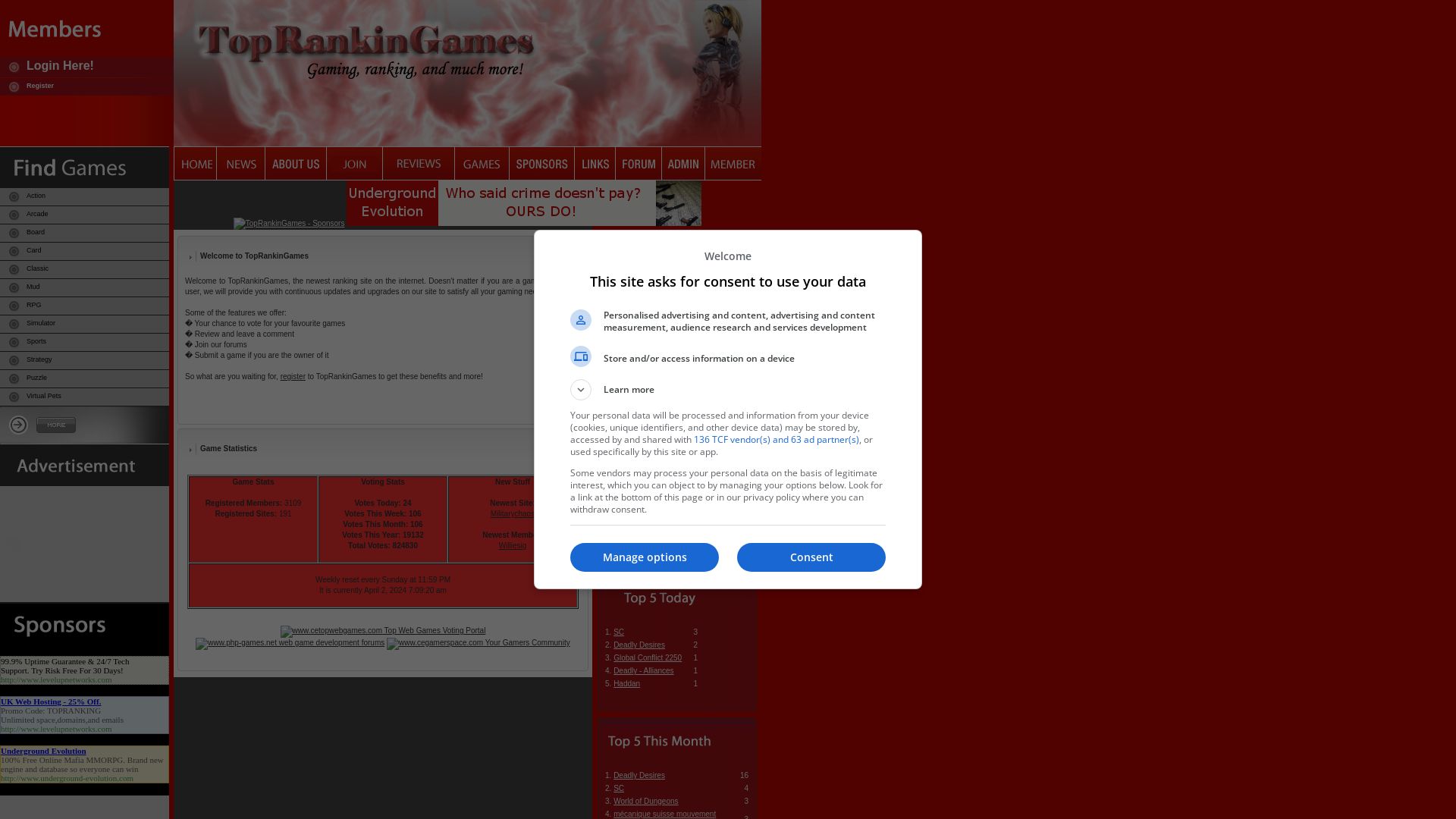 Status do site toprankingames.com está   ONLINE