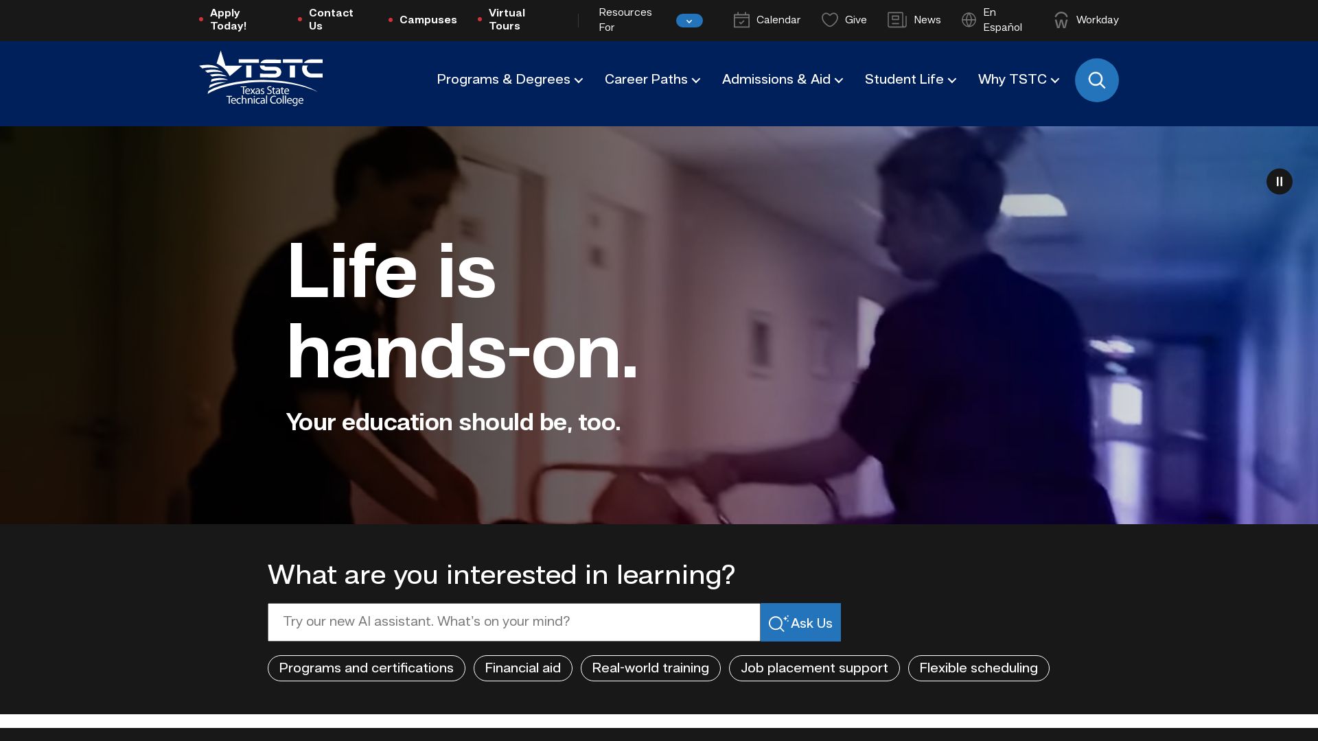 Status do site tstc.edu está   ONLINE