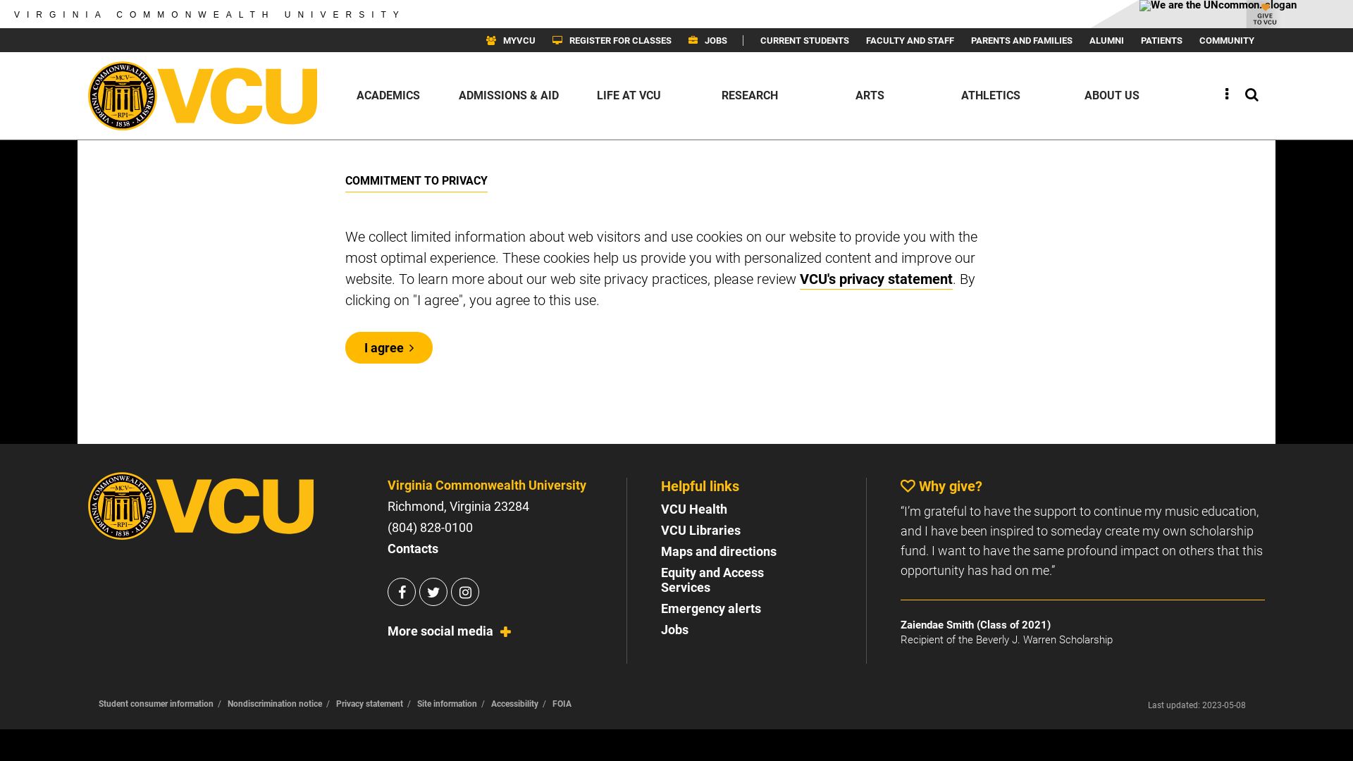 Status do site vcu.edu está   ONLINE