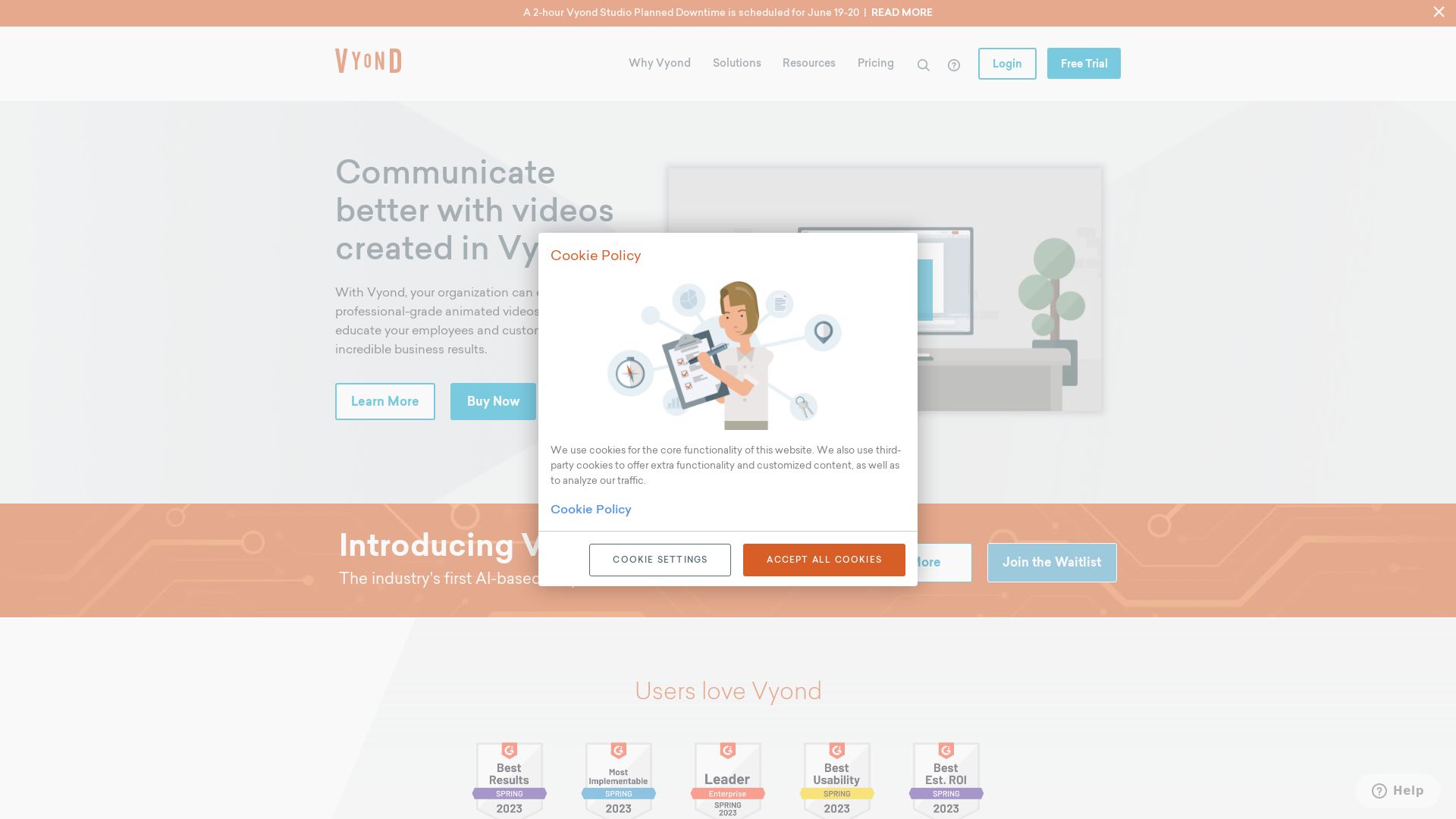 Status do site vyond.com está   ONLINE