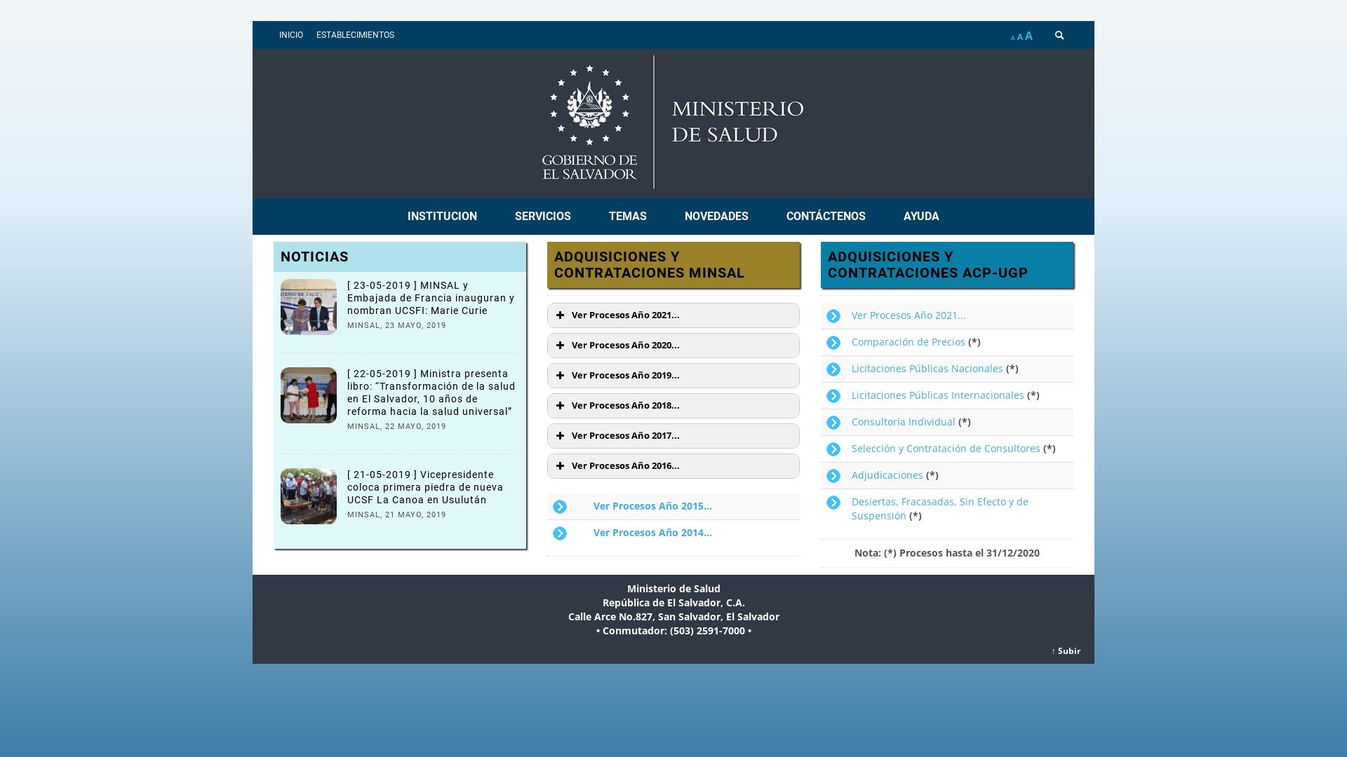 Status do site w5.salud.gob.sv está   ONLINE