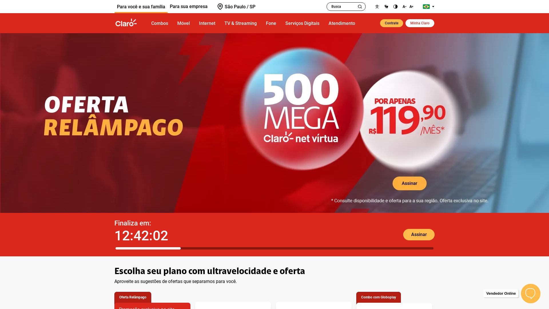 Status do site www.claro.com.br está   ONLINE