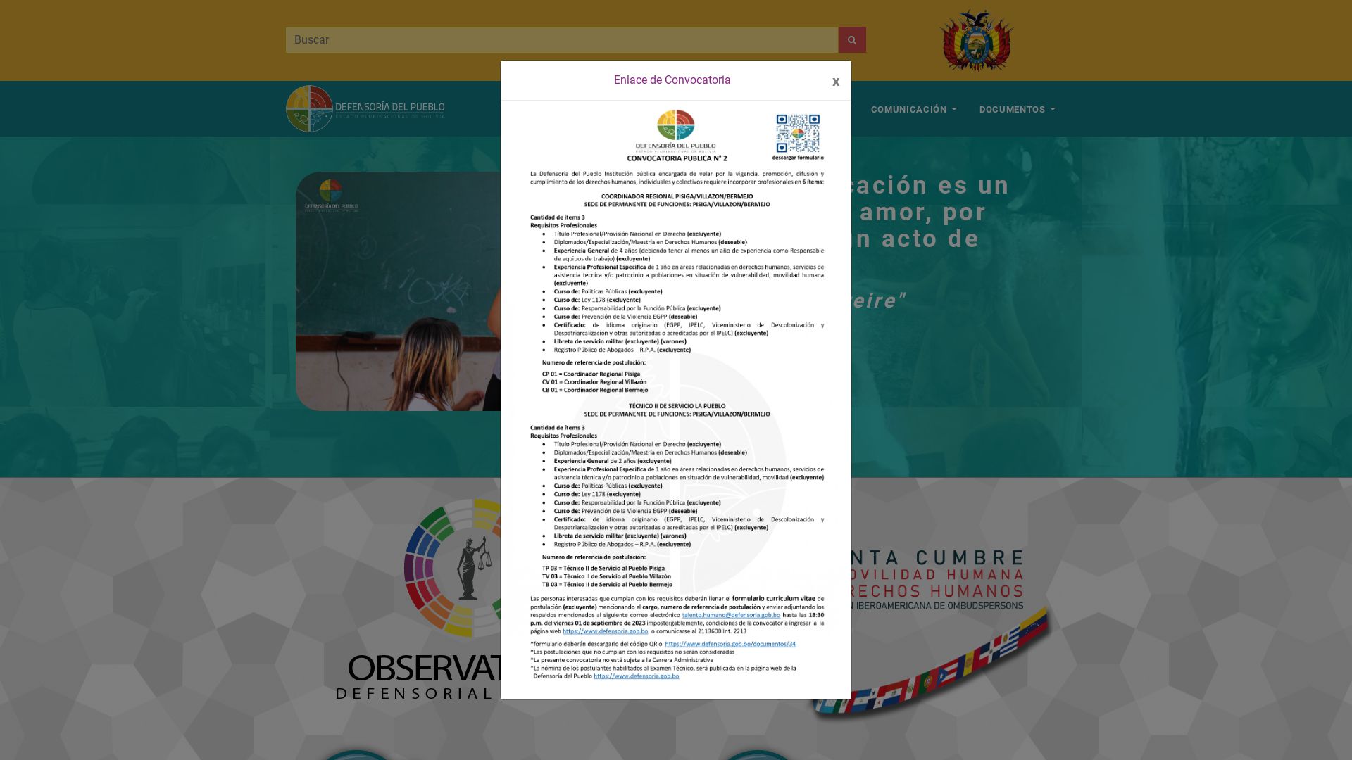 Status do site www.defensoria.gob.bo está   ONLINE