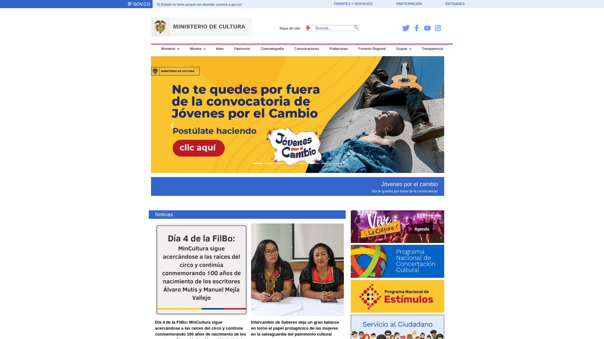 Status do site www.mincultura.gov.co está   ONLINE