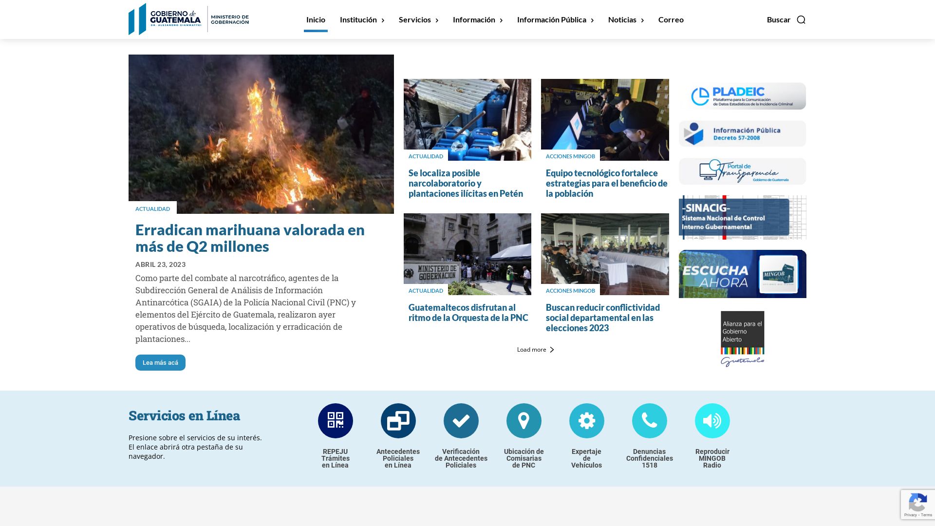 Status do site www.mingob.gob.gt está   ONLINE