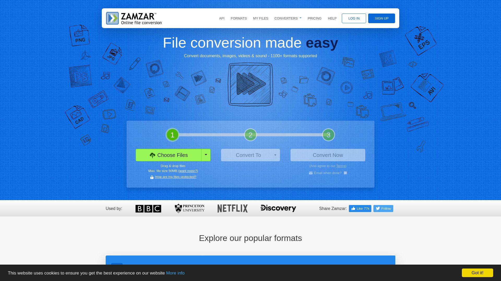 Status do site zamzar.com está   ONLINE