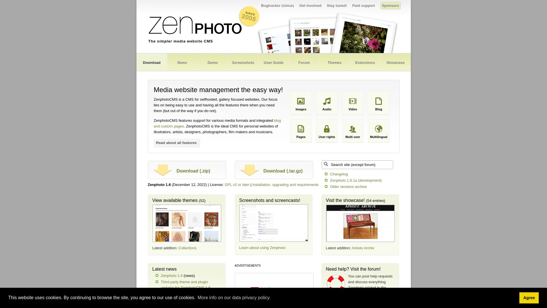 Status do site zenphoto.org está   ONLINE